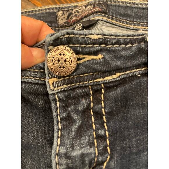 Silver Jeans Aiko Capri Women 33 Thick Stitch Y2K 90s Western Cowgirl Fringe - Picture 14 of 16